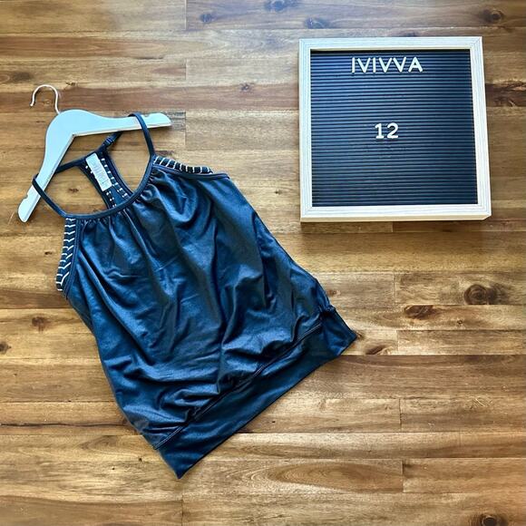 Ivivva by Lululemon Black White Double Dutch Knit Tank Athleisure Teen Preppy 12 - Picture 1 of 7